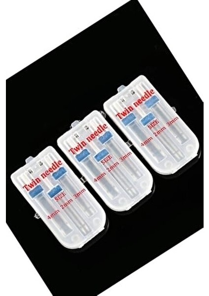 İkili Çift Nervür İğnesi Seti 2mm 3mm 4mm 3 Parça Dikiş Makinesi Aksesuarı modelleri