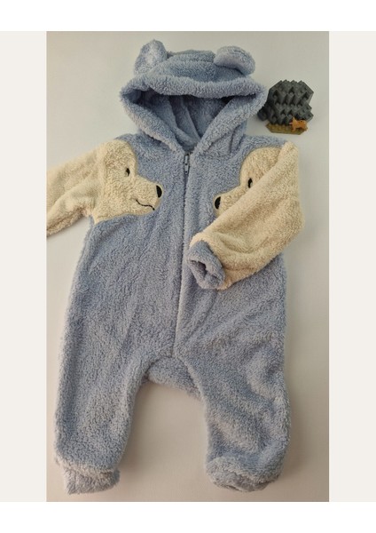 Welsoft Peluş Figürlü Kapüşonlu Mavi Bebek Tulum (0-12 Ay) modelleri