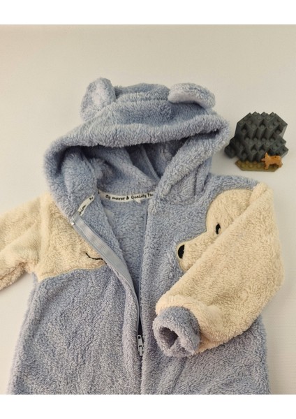 Welsoft Peluş Figürlü Kapüşonlu Mavi Bebek Tulum (0-12 Ay) indirimleri