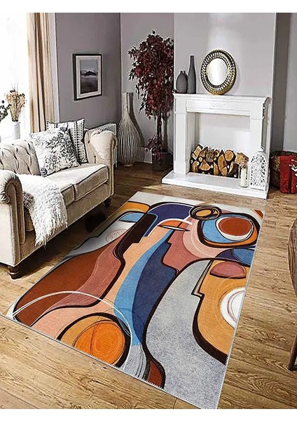 , Makinede Yıkanabilir, Kaymaz Taban, Dijital Baskı, Çok Renkli, Salon Halısı, Oturma Odası Halısı, Mutfak Halısı ve Yolluk