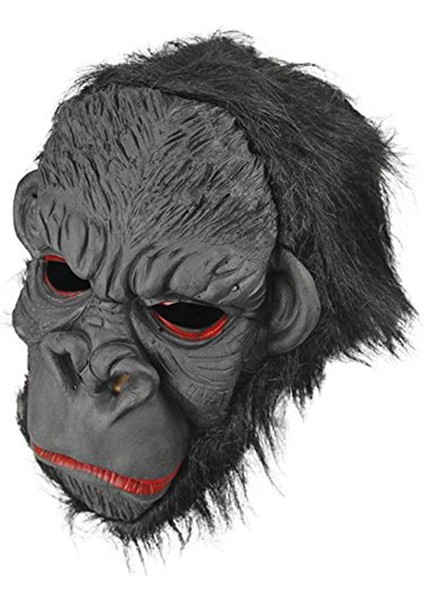 Nessiworld lateks Goril Maskesi Maymun Maskesi Et Maskesi Orangutan Siyah Saçlı 3 No modelleri