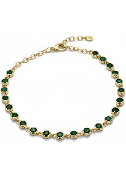 925 Ayar Gümüş Zümrüt Yeşili Gold Bileklik Kadın