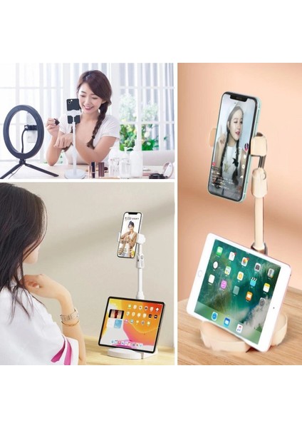 Masa Üstü Tablet ve Telefon Tutucu Plastik Aparat Beyaz Telefon Standı (4887) fiyatları