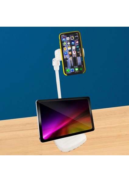 Masa Üstü Tablet ve Telefon Tutucu Plastik Aparat Beyaz Telefon Standı (4887) modelleri