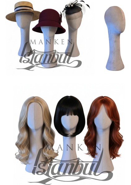 Süet Kumaş Uzun Kafa Mankeni Peruk Mankeni