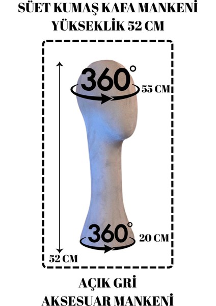 Süet Kumaş Uzun Kafa Mankeni Peruk Mankeni