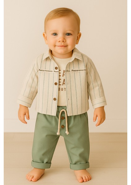 Araba BASKILI%100 Pamuk Müslin Kumaş Bebek ve Çocuk Erkek Üçlü Takım