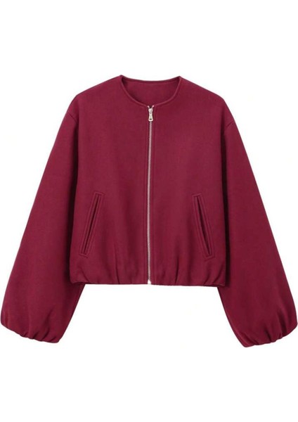 Kadın Balon Kol Kaşe Bomber Ceket