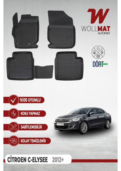 Citroen C Elysee Paspas 2012 2023 Arası 3D Havuzlu Paspas Seti