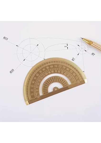 Altın Pirinç 180 Derece Yarım Daire Açı Ölçüm Aracı, Hassas Geometrik Cetvel fiyatları