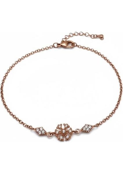 925 Ayar Gümüş Kar Tanesi Rose Bileklik Kadın