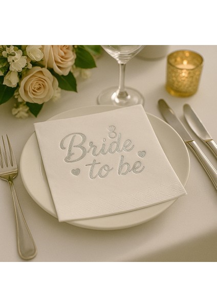 Bride To Be Gümüş Yaldız Baskılı Kağıt Parti Peçetesi – 16’lı Set, Bekarlığa Veda Partisi, Bridal Shower, Nişan & Düğün Öncesi Masa Dekorasyonu Için Şık Tek Kullanımlık Kağıt Peçete