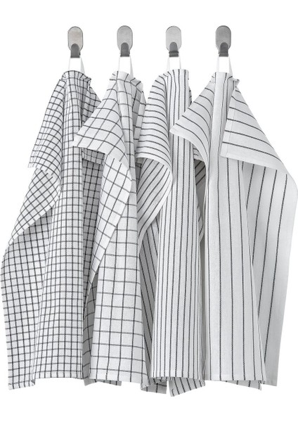 Kurulama Bezi, Beyaz-Koyu Gri, 45X60 Cm, 4 Adet