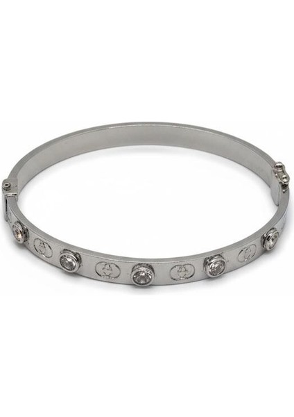 925 Ayar Gümüş Taşlı Kelepçe Bileklik Kadın