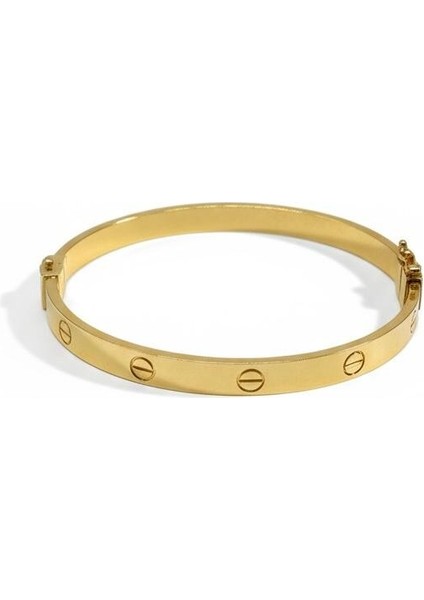 925 Ayar Gümüş Kelepçe Gold Bileklik Kadın