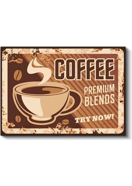 Coffee Premium Blends - Vintage Kahve Reklamı Kanvas Tablo fiyatları