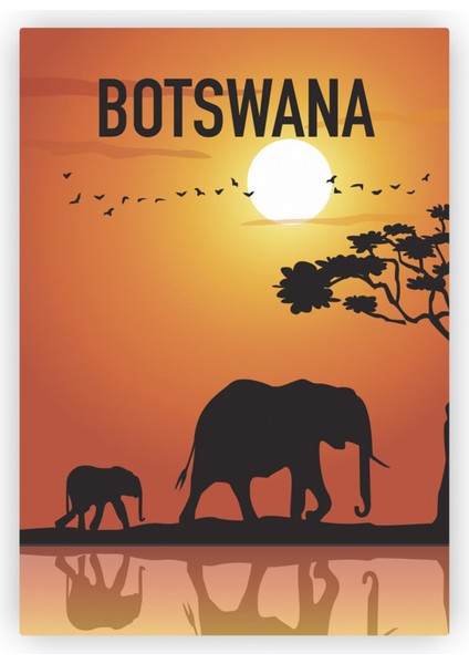 Botswana Botsvana Ahşap Poster 20X29 cm