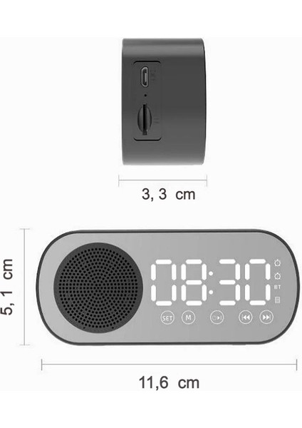 Akıllı Çalar Saat Fm Radyo Bt Modu Çift Alarm Şarj Edilebilir Pil Parlaklık Ayarlı Tasarım fiyatları