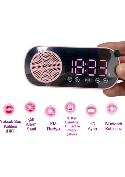 Akıllı Çalar Saat Fm Radyo Bt Modu Çift Alarm Şarj Edilebilir Pil Parlaklık Ayarlı Tasarım modelleri