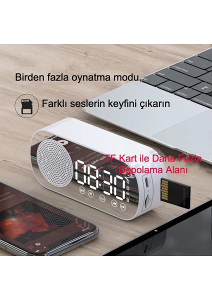 Akıllı Çalar Saat Fm Radyo Bt Modu Çift Alarm Şarj Edilebilir Pil Parlaklık Ayarlı Tasarım
