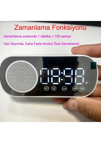 Akıllı Çalar Saat Fm Radyo Bt Modu Çift Alarm Şarj Edilebilir Pil Parlaklık Ayarlı Tasarım