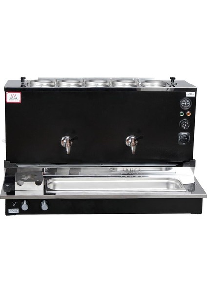 Pro Plus Otomatik Çay Kazanı, 5 Demlikli, 50 Litre, Siyah, Elektrik+Doğalgaz