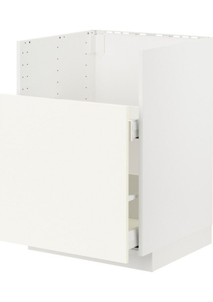 Eviye Dolabı, Vallstena Beyaz, 60X60 Cm, 1 Kapaklı,2 Çekmeceli ve 1 Ön Panelli