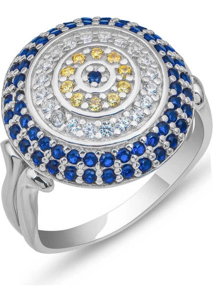 Gümüş Yuvarlak Nazarlı Kadın Yüzük