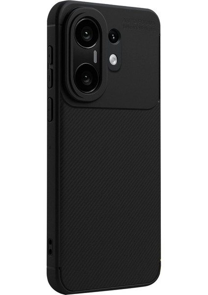 Vivo X200 Fe Uyumlu Kılıf Negro Karbon Görünümlü Silikon Siyah