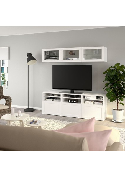 Tv Ünitesi, Beyaz-Şeffaf Cam, 180X42X192 Cm, Hanvıken/sındvık, Fren Raylı fırsatları