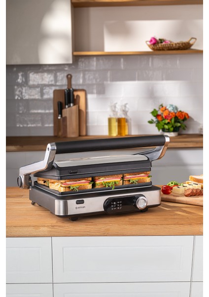 6 Dilim Kapasiteli Inox Döküm Izgara ve Tost Makinesi, Şık ve Pratik Kullanım