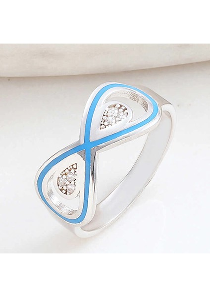 Gümüş Zirkon Taşlı Sonsuzluk Kadın Yüzük