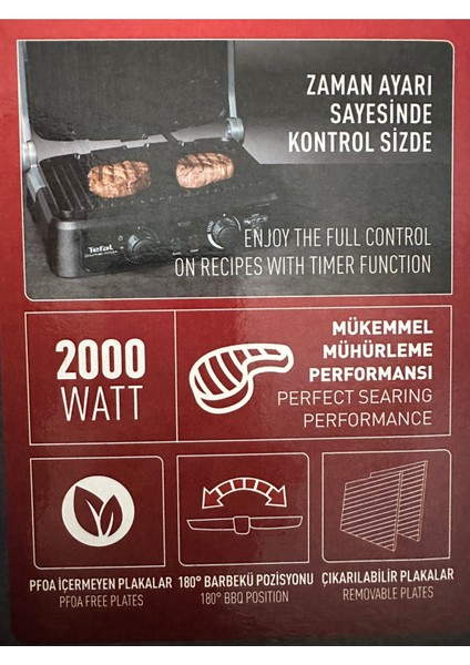 Paslanmaz Çelik Döküm Izgara ve Tost Makinesi 2000W, Gri