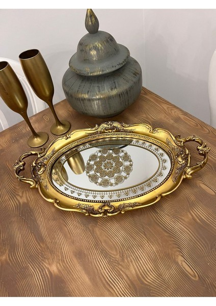Şık Klasik Hediyelik Oval Sunum Tepsisi