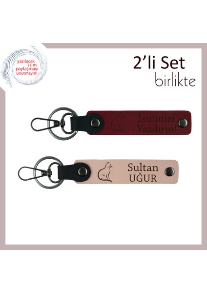 Mırlayan Tarzlara Uygun, Patili Motifli, Kişisel Yazılı Anahtarlık, Bordo-Yavru Ağzı