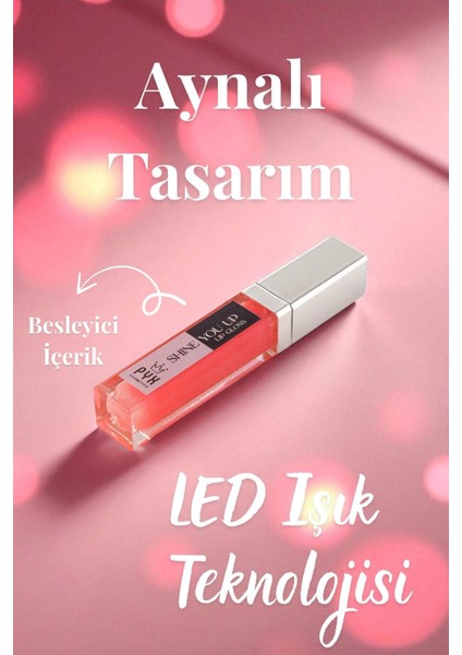 Shine You Up Lip Gloss LED Şeftali Aromalı Dudak Patlatıcısı- LED Işıklı Kapak - Mercan modelleri