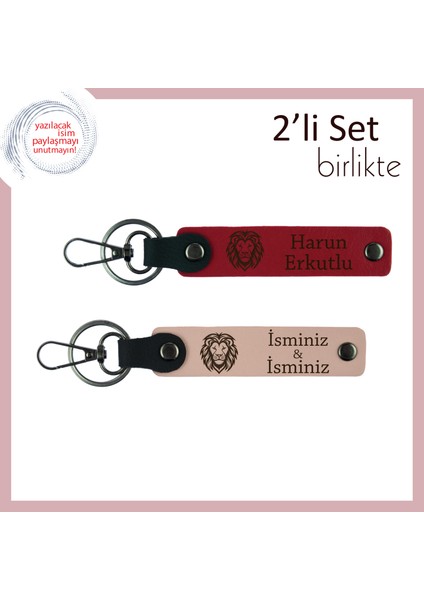 Aslan Deseniyle Hazırlanmış Deri Set, Erkek Tarzını Yansıtan Kalıcı Hediye, Kırmızı-Yavru Ağzı