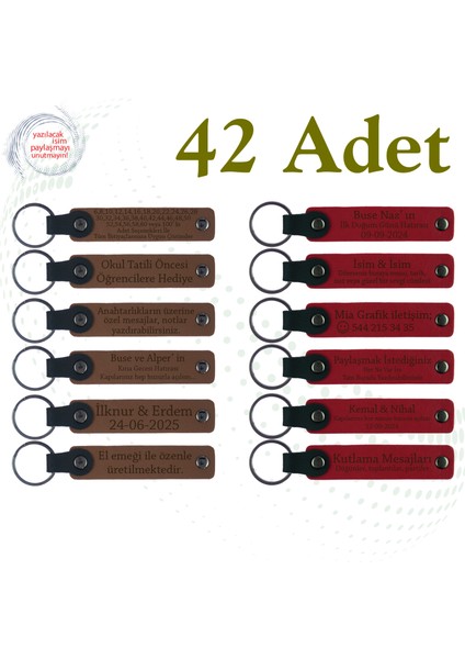 A Kahve & Kırmızı, Satranç Kulübü Öğrencilerine Hatıra, 42’li Set, Kişisel Yazılı Hatıra Anahtarlık