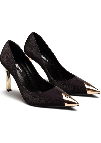 Gold Detay Nubuk Kadın Abiye Ayakkabı 4035