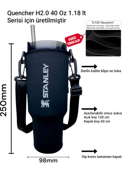 1.18 LT QUENCHER PİPETLİ Termos Uyumlu Askılı Neopren Koruma Termos Kılıfı ve Omuz Askısı MAVİ fiyatları