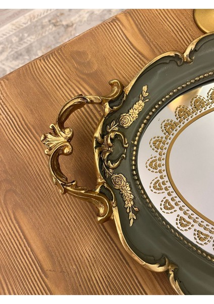 Şık Klasik Oval Aynalı Hediyelik Nişan Sunum Tepsisi indirimleri