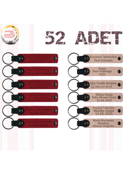 Kırmızı & Pudra, 52’li Set, Kişiselleştirilebilir Deri Hatıra, Doğum Günü Partilerine Anlamlı Katkı