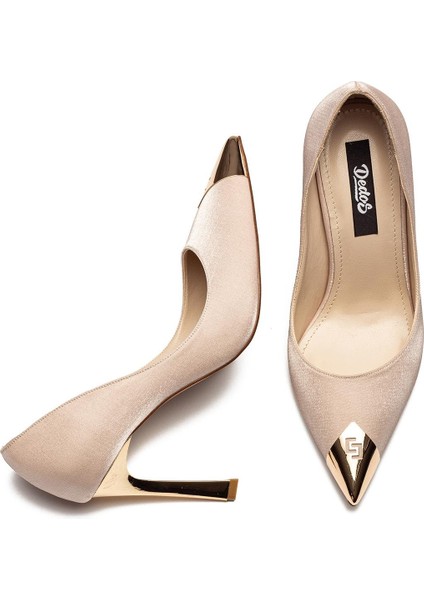 Gold Detay Nubuk Kadın Abiye Ayakkabı 4035 fırsatları