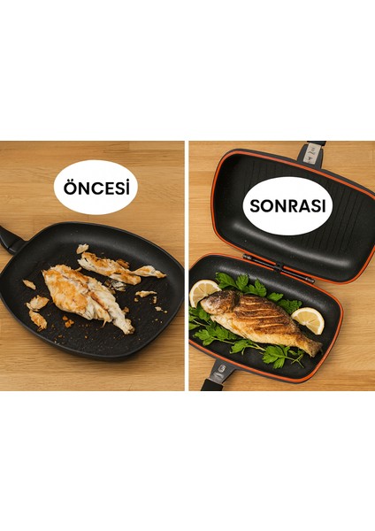 Özkentgranit Çift Taraflı Ikiz Et Balık Izgara Tavası 36 cm fiyatları