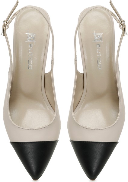 25S-103 5fx Bej Kadın Topuklu Ayakkabı