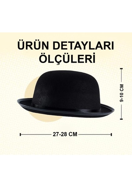 Nessiworld Charlie Chaplin Stil Yetişkin Şapkası – Siyah Melon Parti Şapkası indirimleri