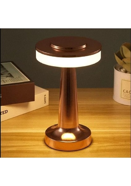 Şarjlı Dekoratif Dokunmatik Metal Masa Lambası 3 Renk Mod Dim Edilebilir Retro Çalışma Masası