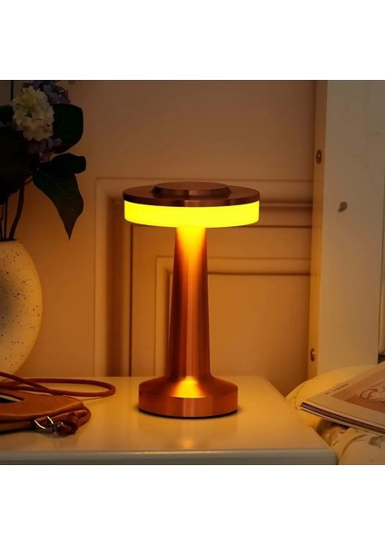 Şarjlı Dekoratif Dokunmatik Metal Masa Lambası 3 Renk Mod Dim Edilebilir Retro Çalışma Masası indirimleri