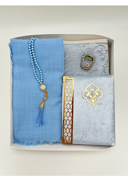 Çeyizlik Hediyelik 5 Parça Gelin Damat Bohça Seti Namaz Örtüsü Tafta Seccade Tesbih Yasin Zikirmatik