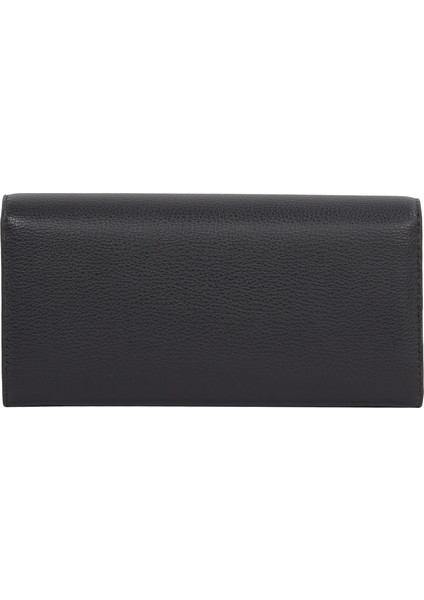 Tommy Hılfıger Kadın Marka Logolu Pürüzsüz Deri Üst Kısımlı Şık Görünüşlü Iç Yan Fermuarlı Mikrofiber Astarlı Siyah Cüzdan AW0AW17734 Bds fırsatları